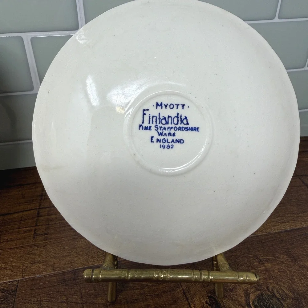 Vintage Blue White Myott Finlandia & Churchill Saucers Set 3 England